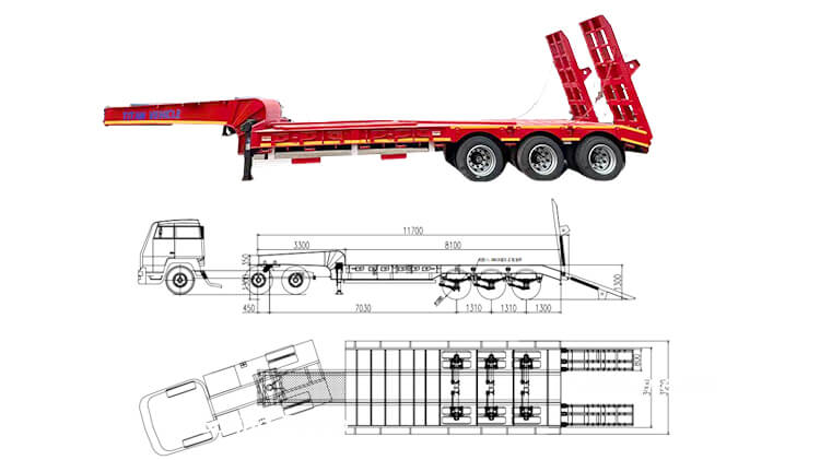 60ton 3 Axle Low Bed Truck for Sale Price in Mali