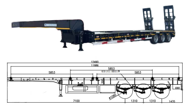 3 Axle 60 ton Low Bed Trailer for Sale Price in Mali