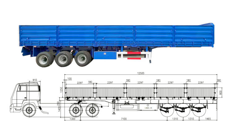 3 Axle 60ton Side Wall Semi Trailer for Sale in Mali