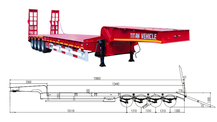 4 Axle 100 Ton Low Bed Trailer | Low Bed Lorry for Sale in Mali