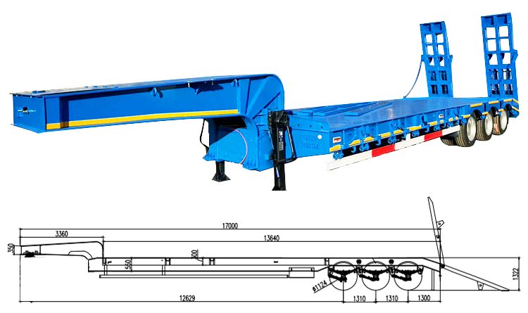 3 Axle Low Bed Trailer Truck for Sale Price in Mali
