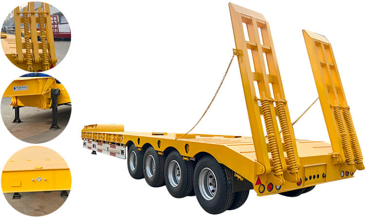 4 Axle 100 ton Low Bed Semi Trailer | Low Bed Truck Price in Mali