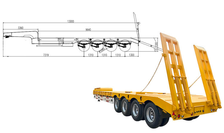 4 Axle 100 ton Low Bed Semi Trailer | Low Bed Truck Price in Mali