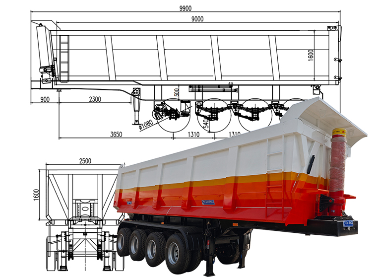 4 Axle Semi Dump Trailer for Sale