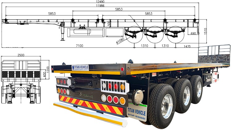 Heavy Duty 3 Axle Flatbed Trailer Truck for Sale in Mali