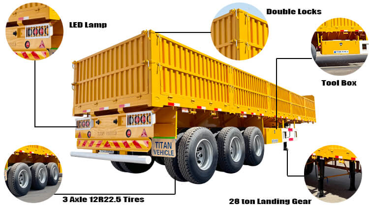 3 Axle 60 Ton Cargo Semi Trailer | Drop Side Trailer for Sale in Mali