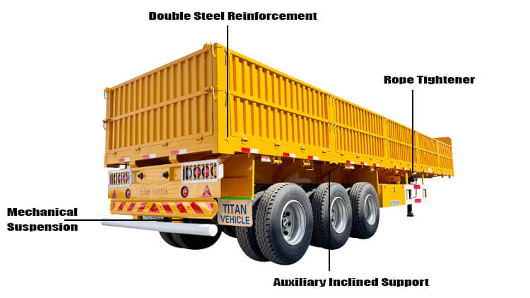 3 Axle 60 Ton Cargo Semi Trailer | Drop Side Trailer for Sale in Mali